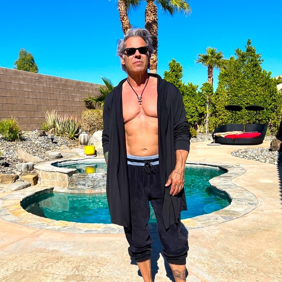 Black Shawl Collar Open Front Asymmetrical Cardigan Duster Pockets 44 M L NWT - Picture 5 of 10